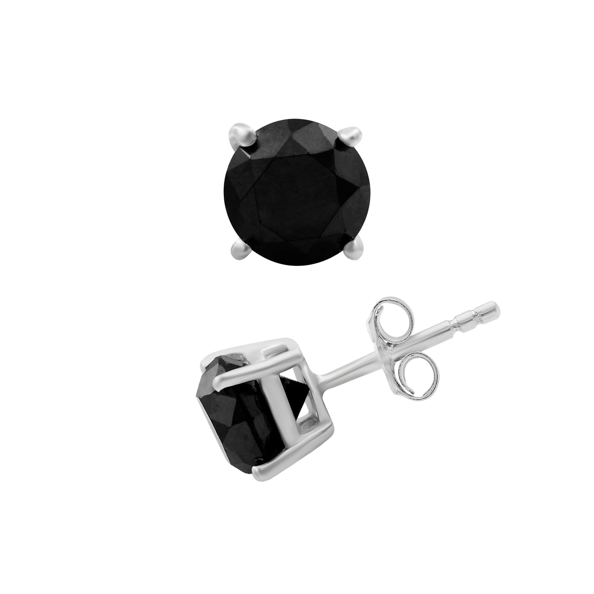 Black Diamond Earrings in Sterling Silver (0.5 Carat to 3 Carat)