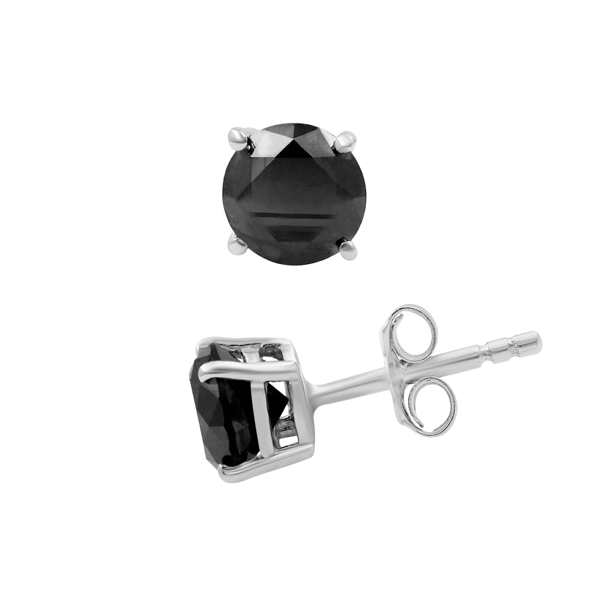 Black Diamond Earrings in Sterling Silver (0.5 Carat to 3 Carat)