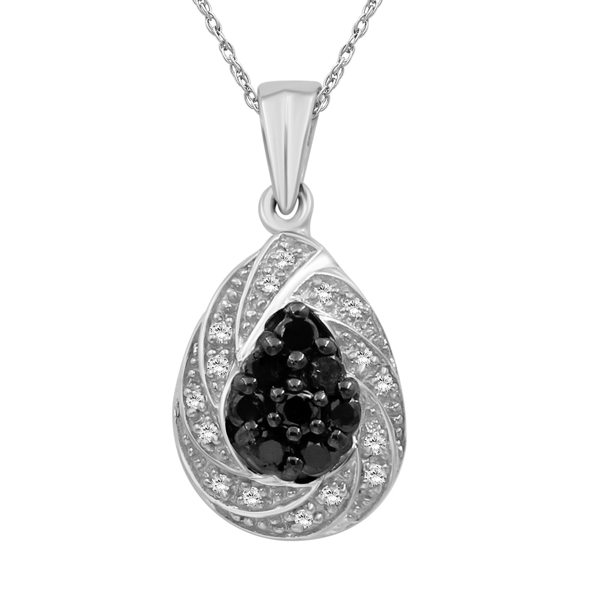 1/4 ctw Black and White Diamond Pendant in Sterling Silver