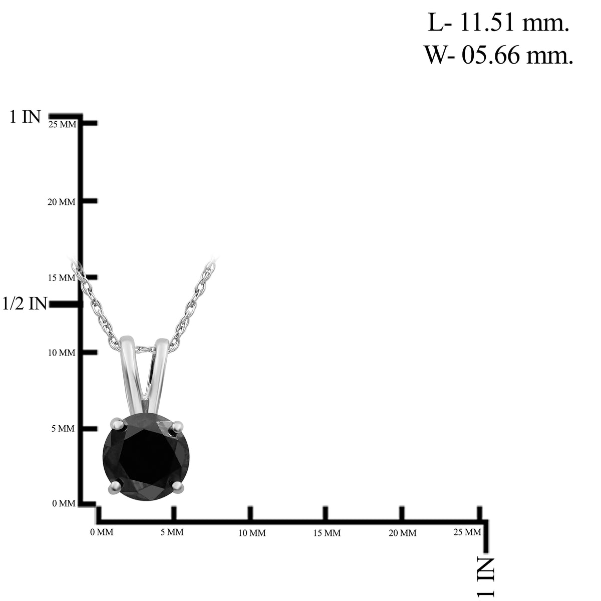Black Diamond Pendant in 14K White Gold (0.5 Carat to 3 carat)