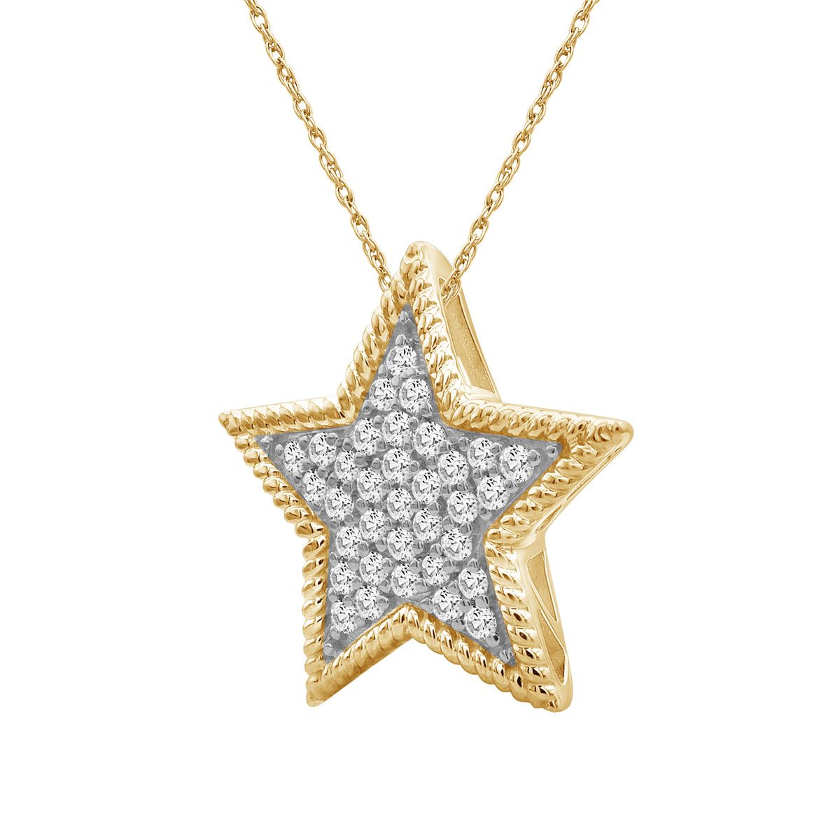 1/3 ctw White Diamond Pendant in 14K Gold over Silver