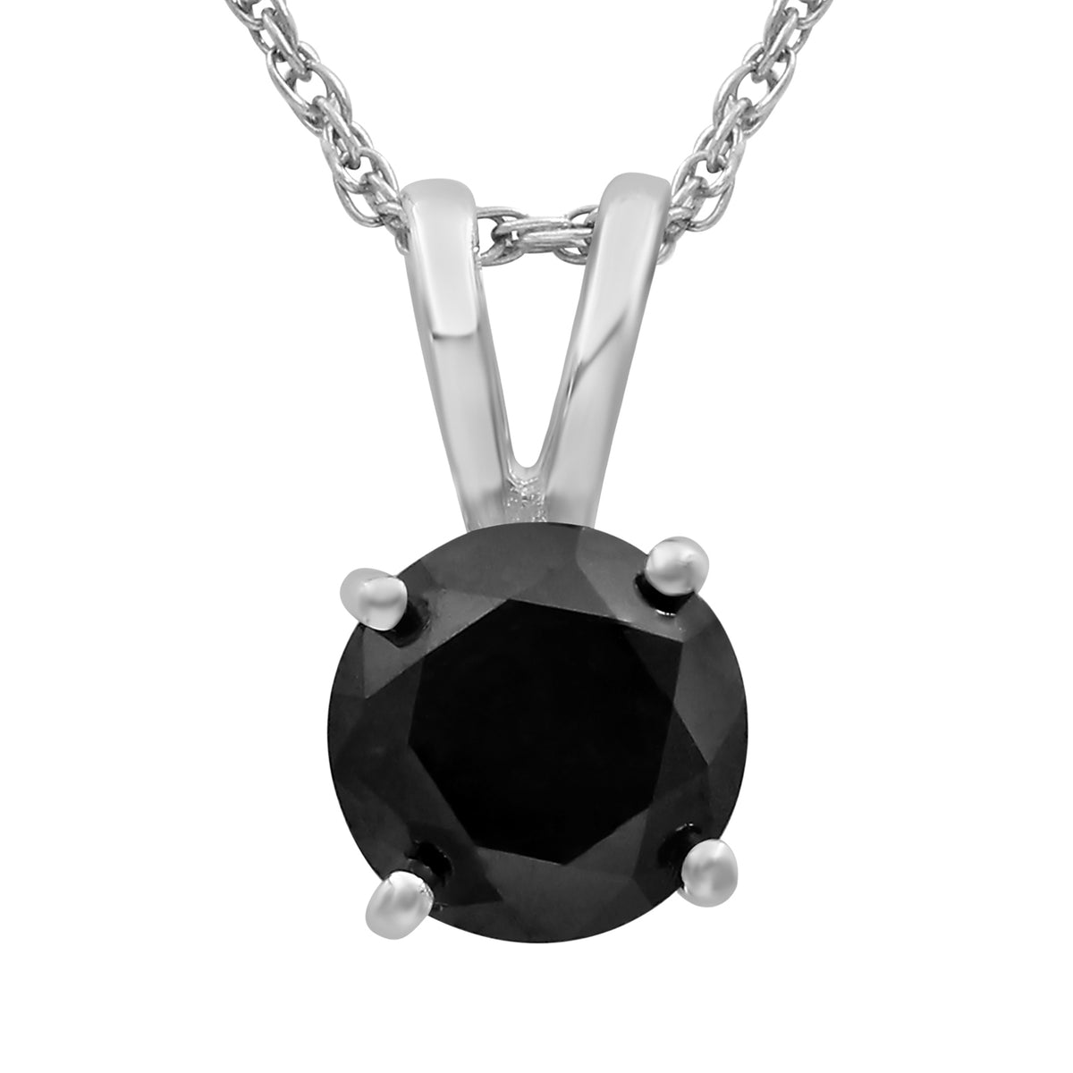 Black Diamond Pendant in 14K White Gold (0.5 Carat to 3 carat)