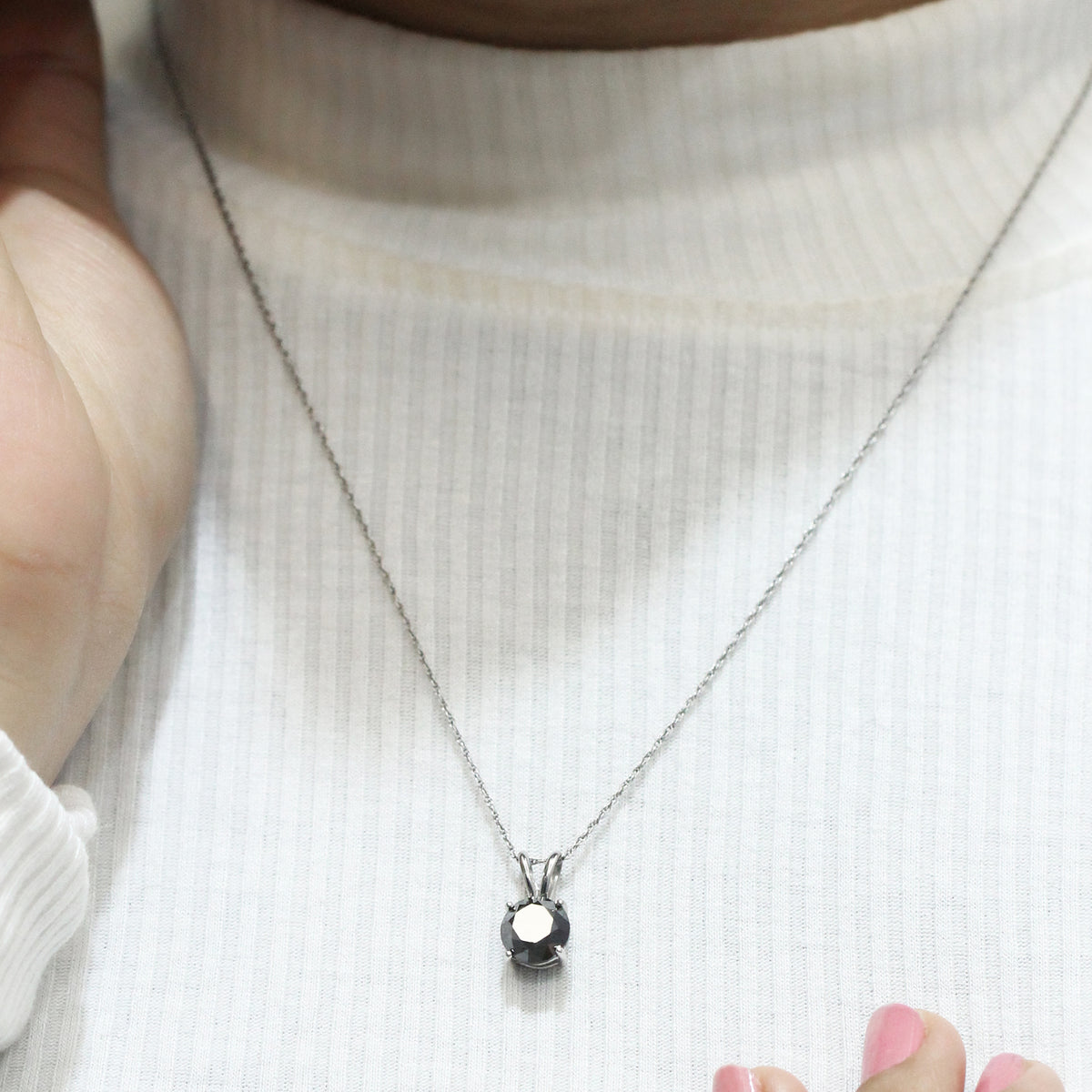 Black Diamond Pendant in Sterling Silver (0.5 Carat to 3 Carat)