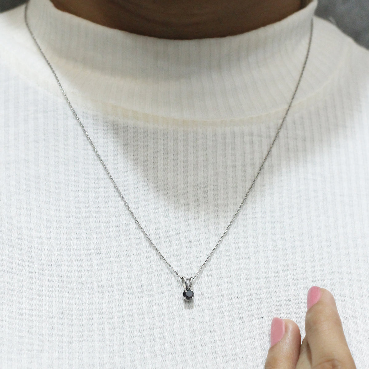 Black Diamond Pendant in 14K White Gold (0.5 Carat to 3 carat)