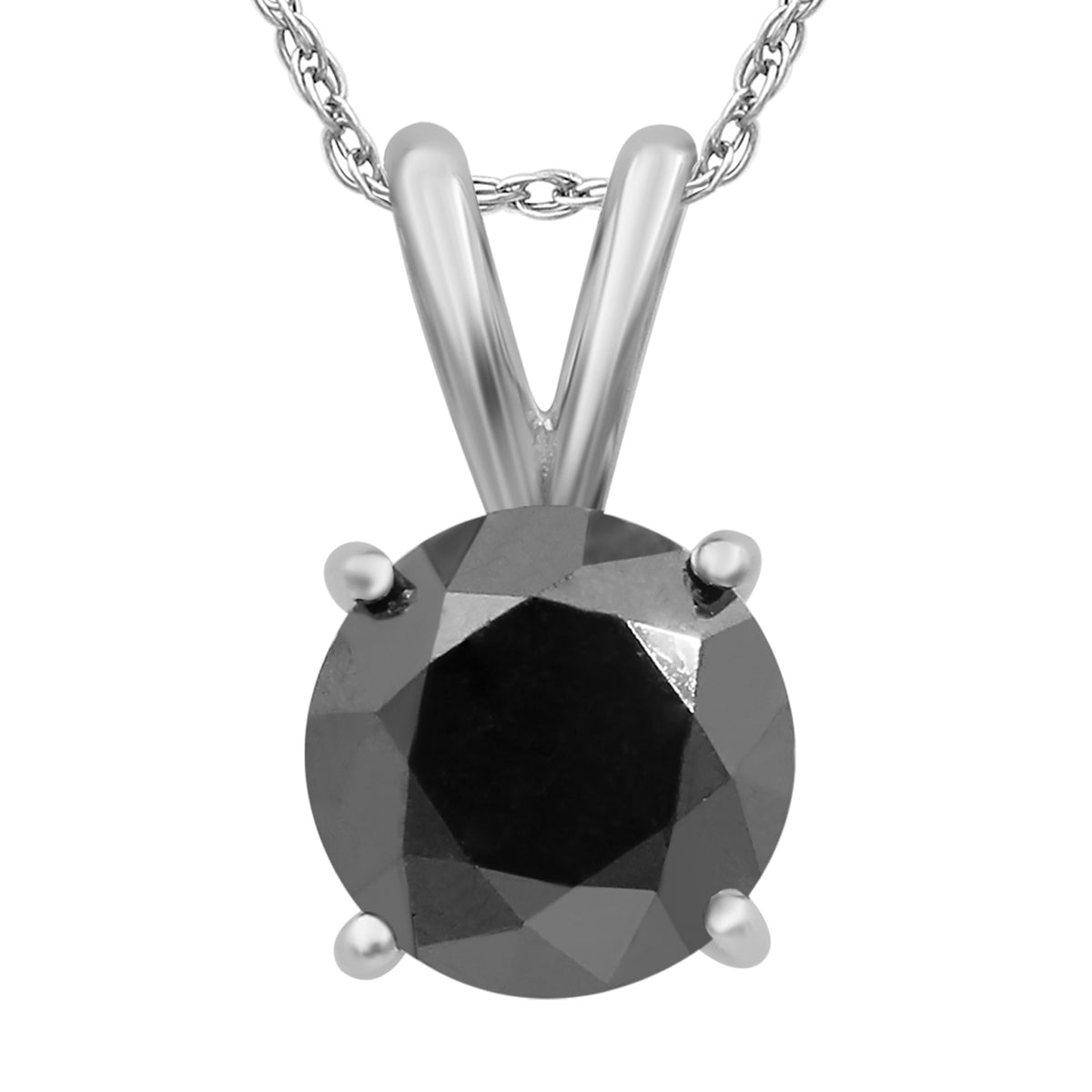Black Diamond Pendant in Sterling Silver (0.5 Carat to 3 Carat)