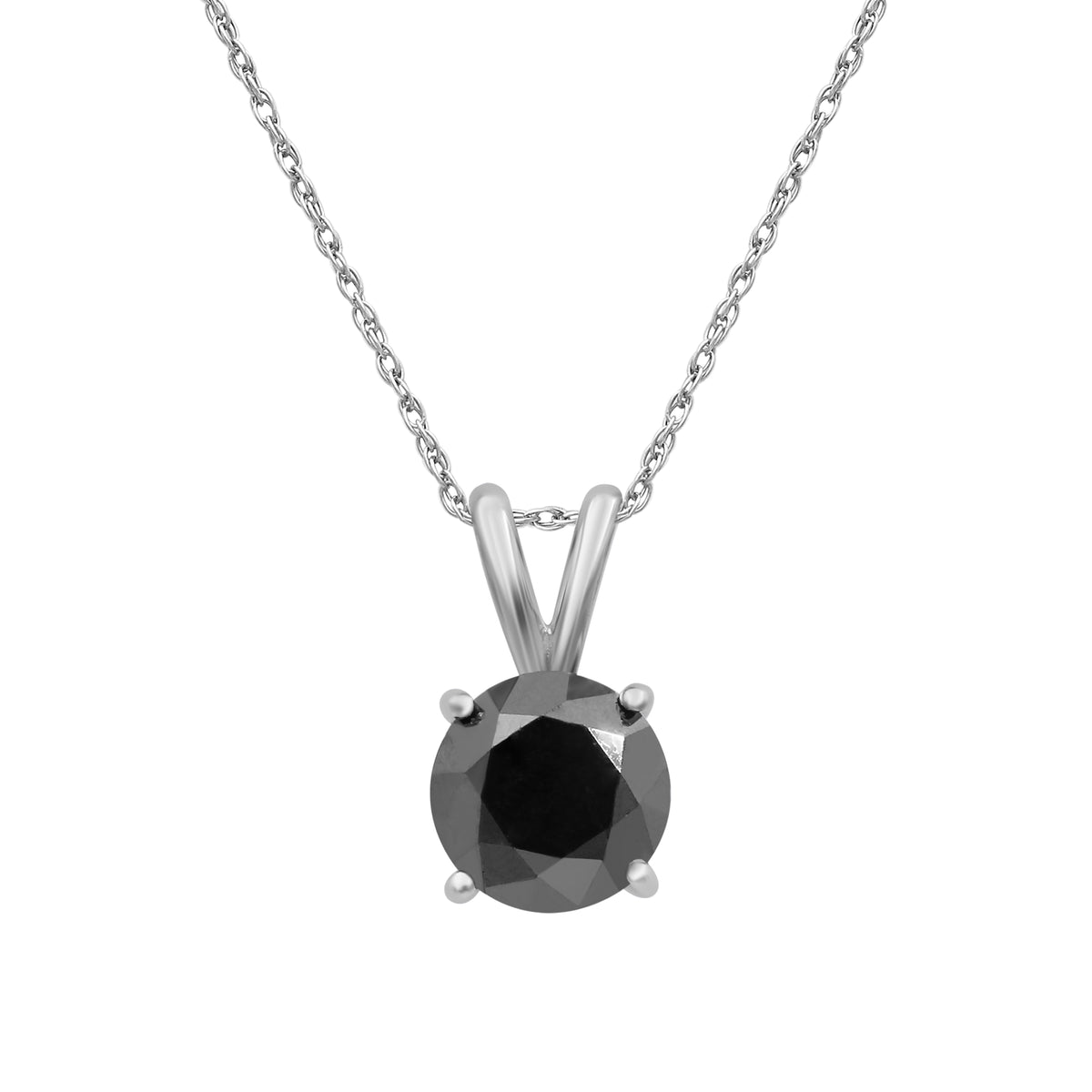 Black Diamond Pendant in Sterling Silver (0.5 Carat to 3 Carat)