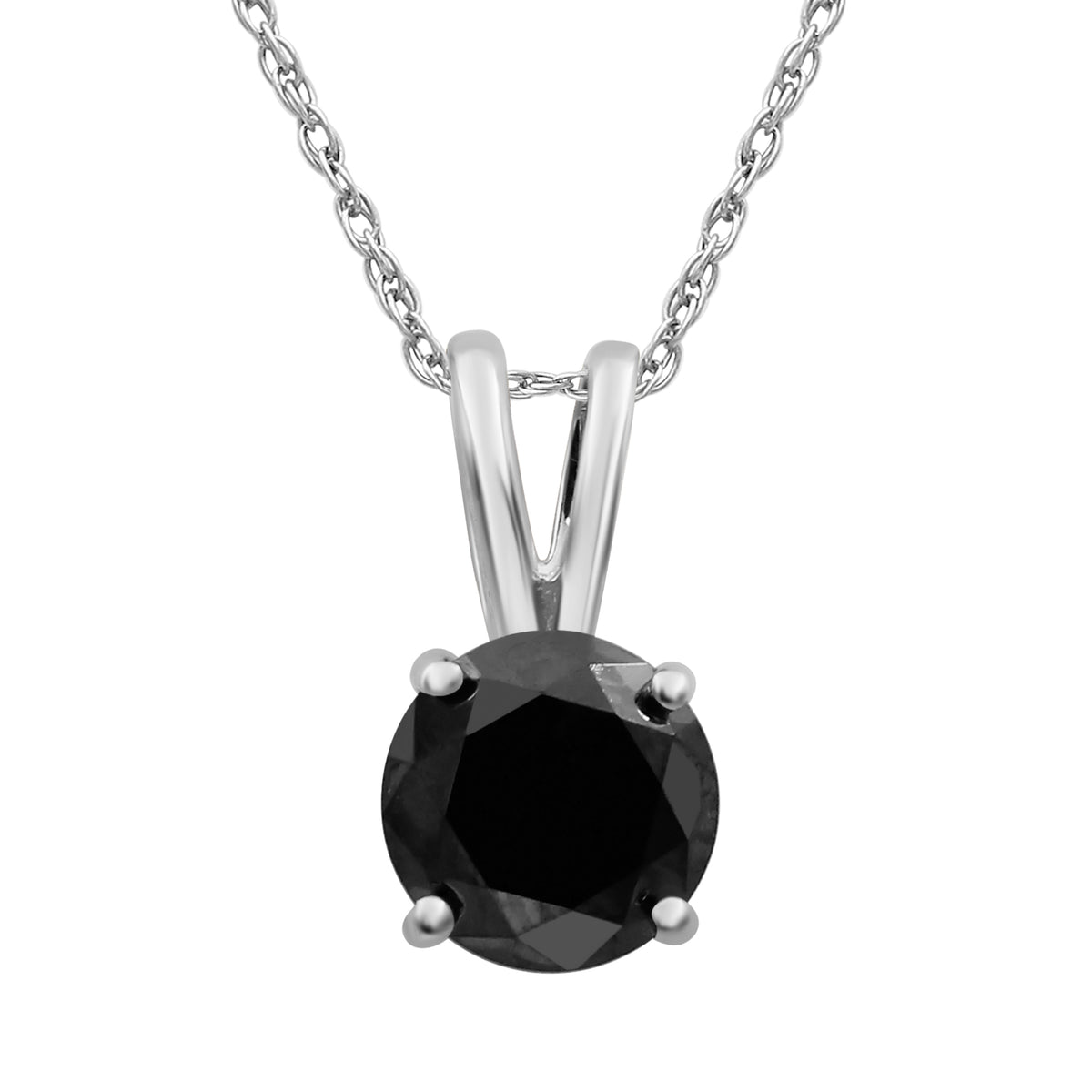 Black Diamond Pendant in Sterling Silver (0.5 Carat to 3 Carat)