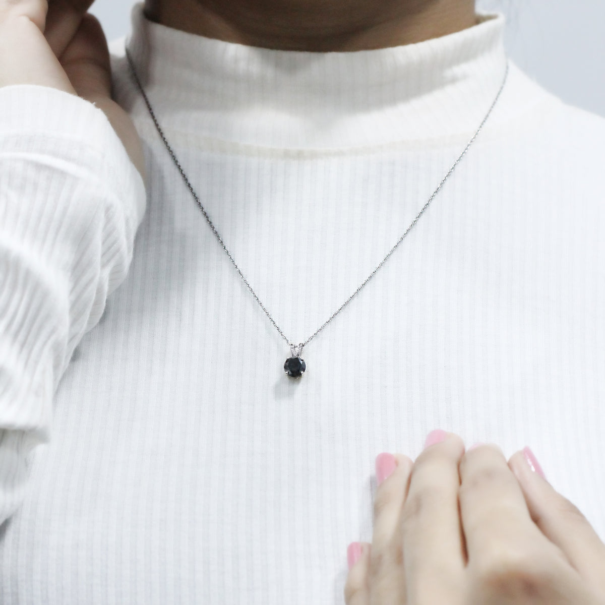 Black Diamond Pendant in Sterling Silver (0.5 Carat to 3 Carat)