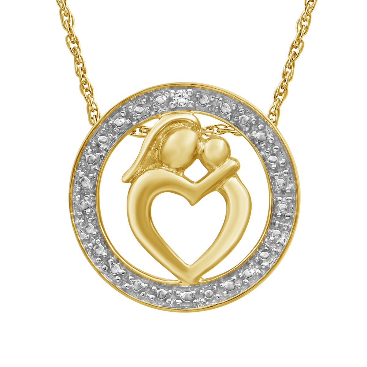 Accent White Diamond MOM Pendant in 14K Gold over Silver