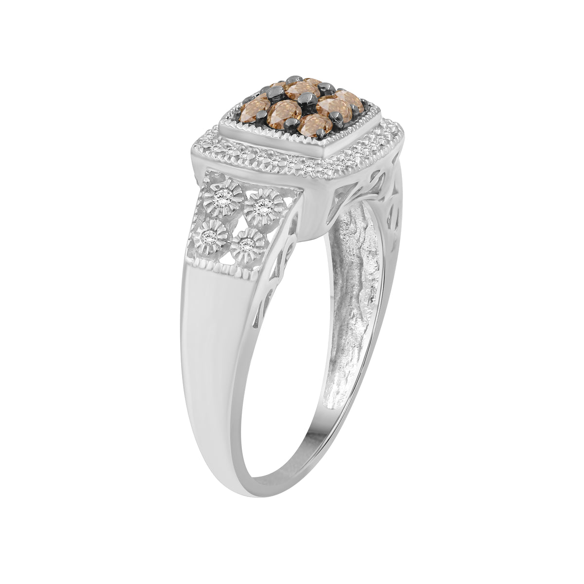 1/2 ctw Champagne and White Diamond Ring in Sterling Silver