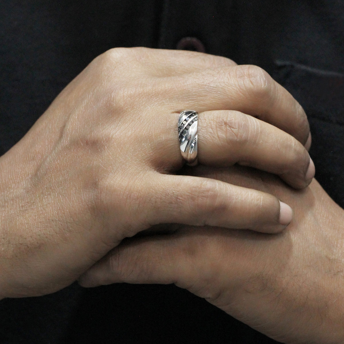 1/4 ctw Black Diamond Men's Ring in Sterling Silver