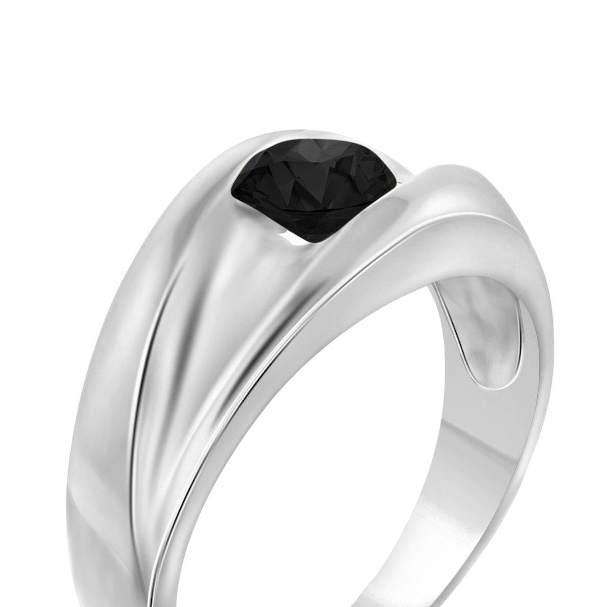 1.00 ctw Black Diamond Man's Ring in Sterling Silver