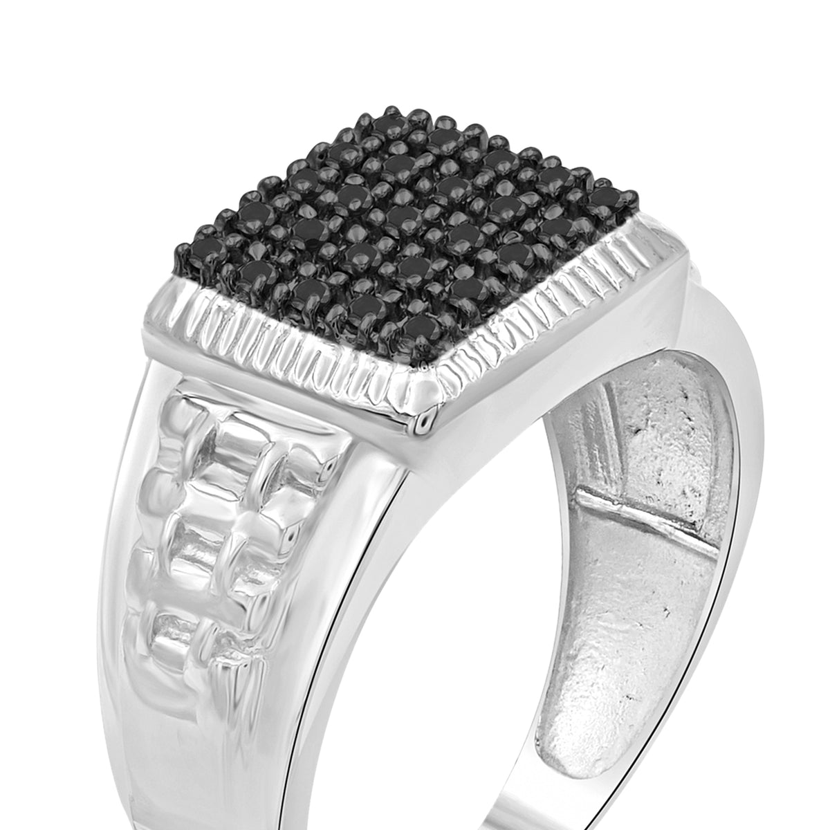 1/4 ctw Balck Diamond Men's Ring In Sterling Silver