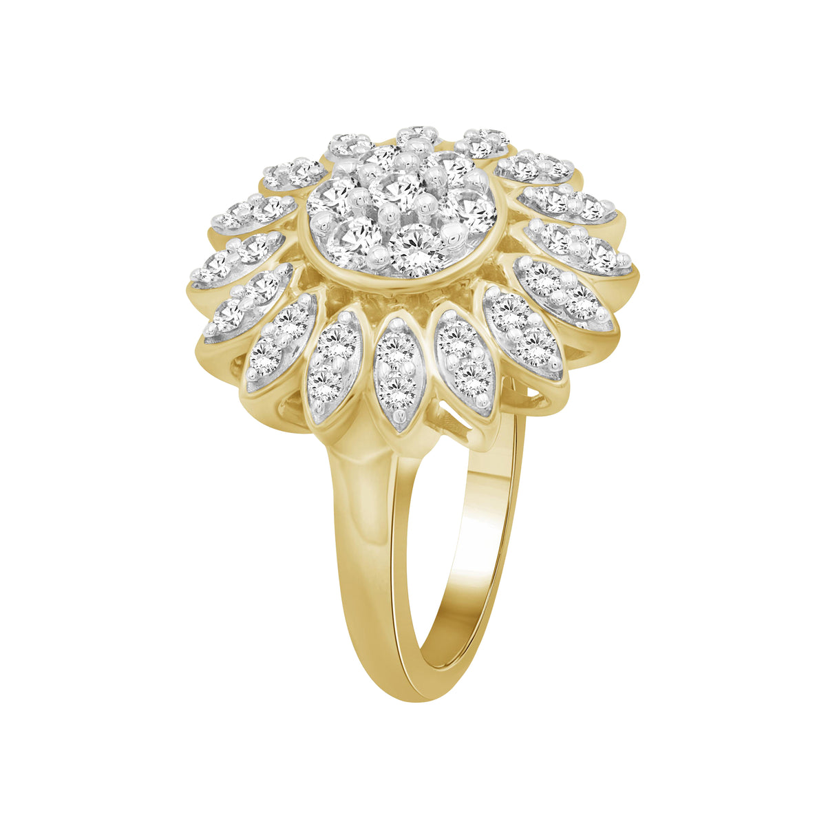 1.00 ctw White Diamond Ring in 14K Gold over Silver