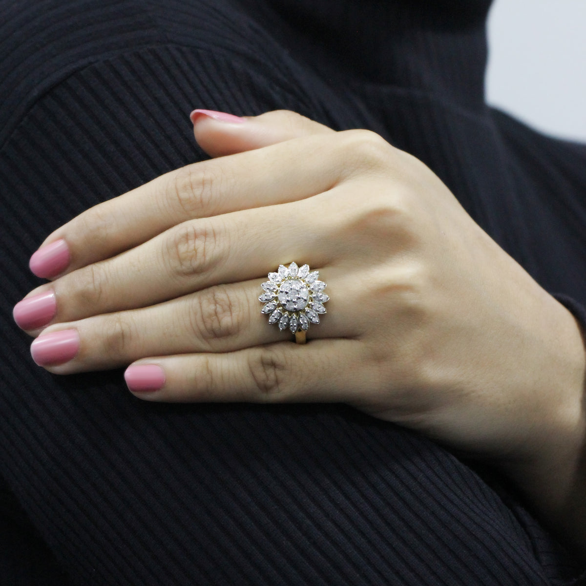 1.00 ctw White Diamond Ring in 14K Gold over Silver