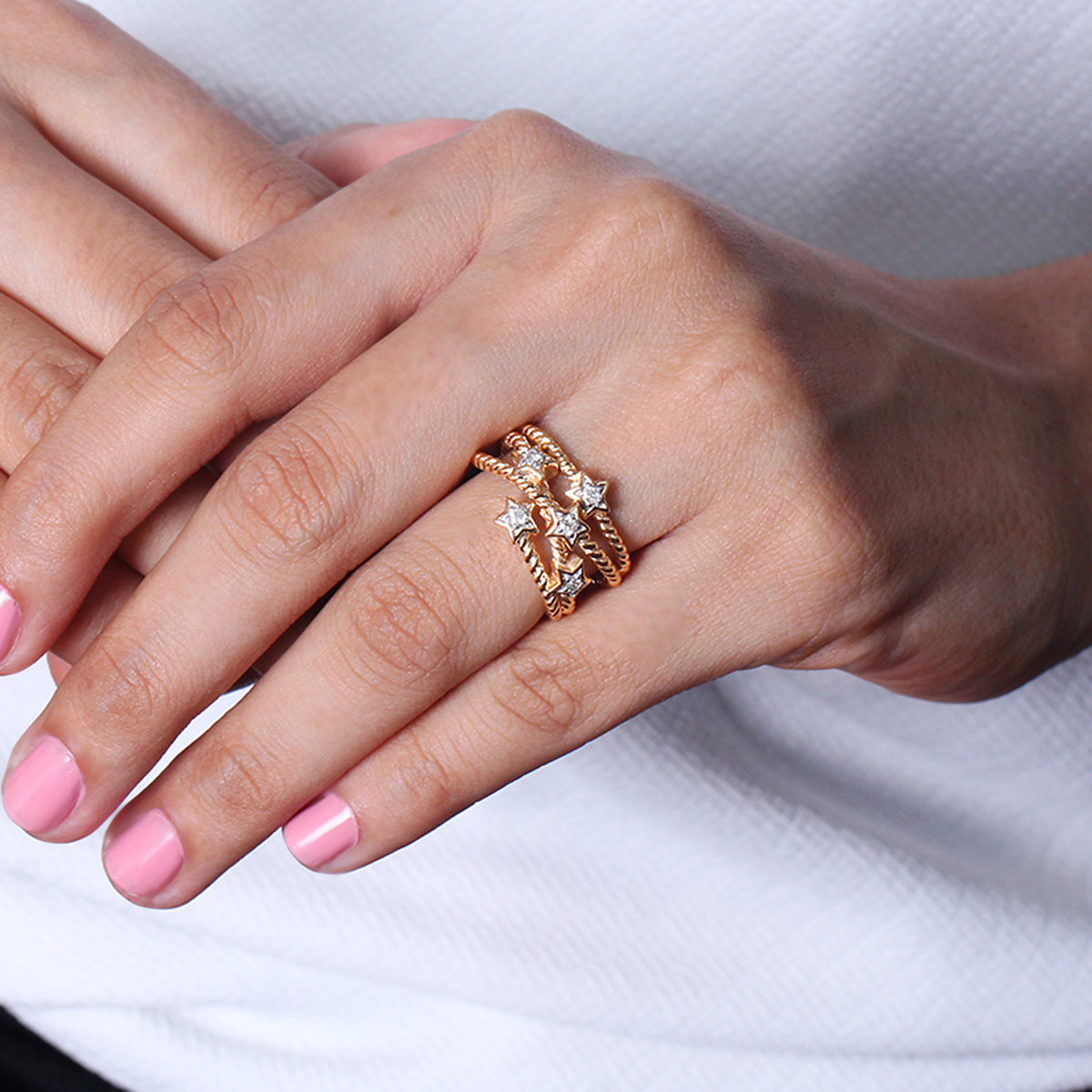 1/6 ctw White Diamond Ring in 14K Gold over Silver