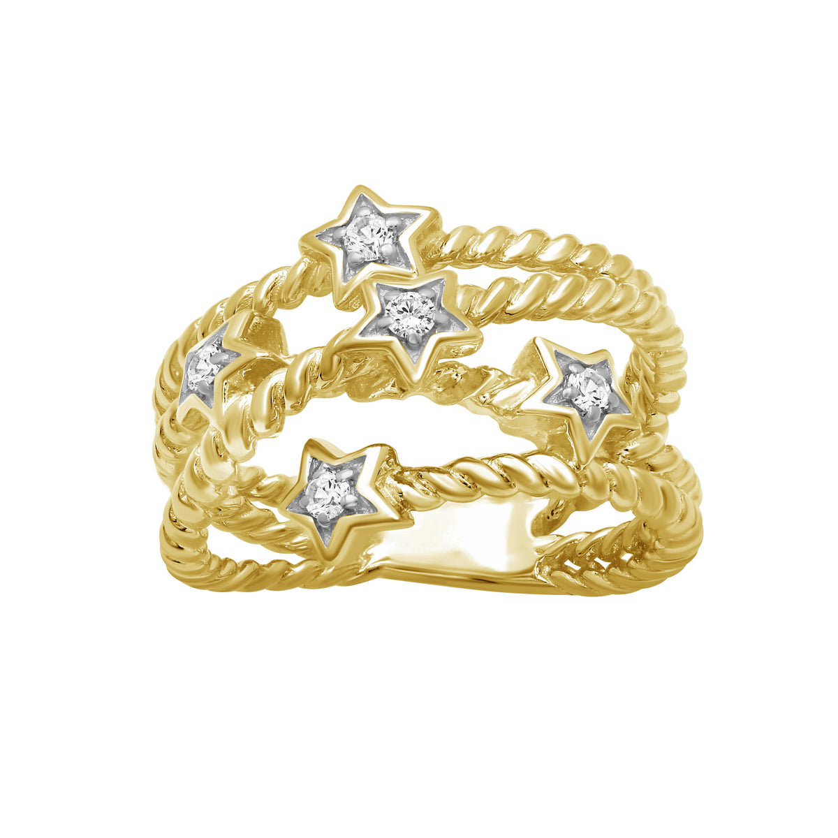 1/6 ctw White Diamond Ring in 14K Gold over Silver