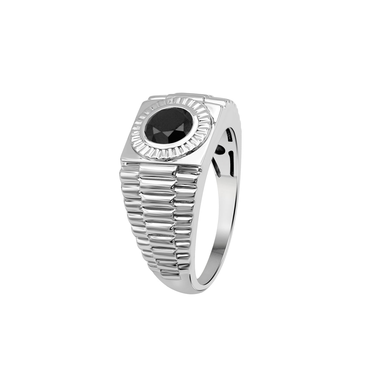 1.00 ctw Black Diamond Men's Ring in Sterling Silver