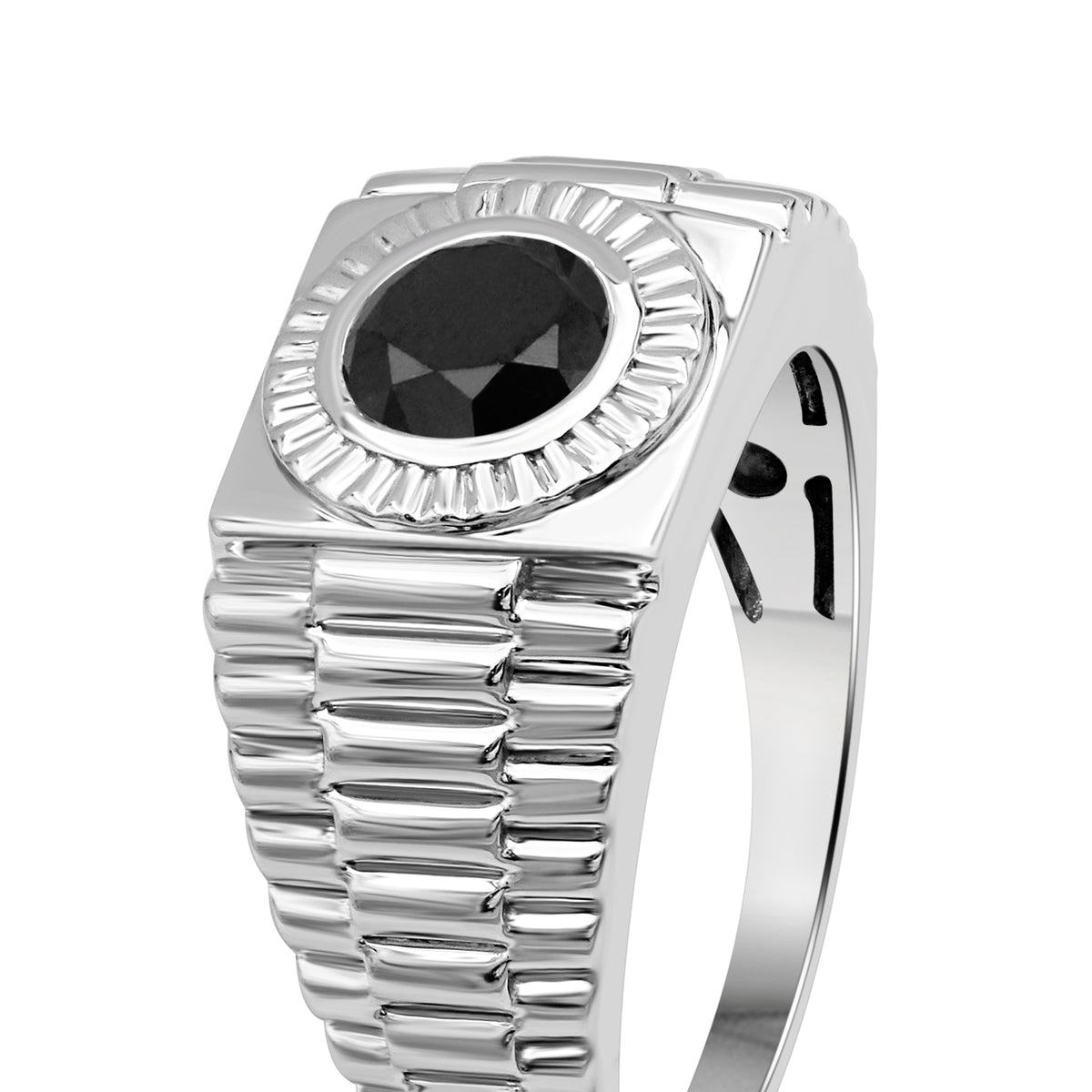 1.00 ctw Black Diamond Men's Ring in Sterling Silver