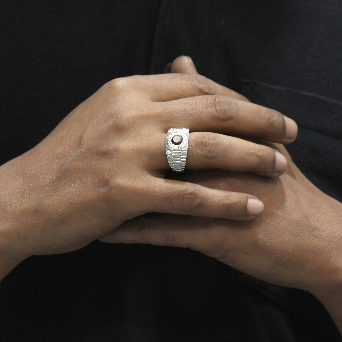 1.00 ctw Black Diamond Men's Ring in Sterling Silver