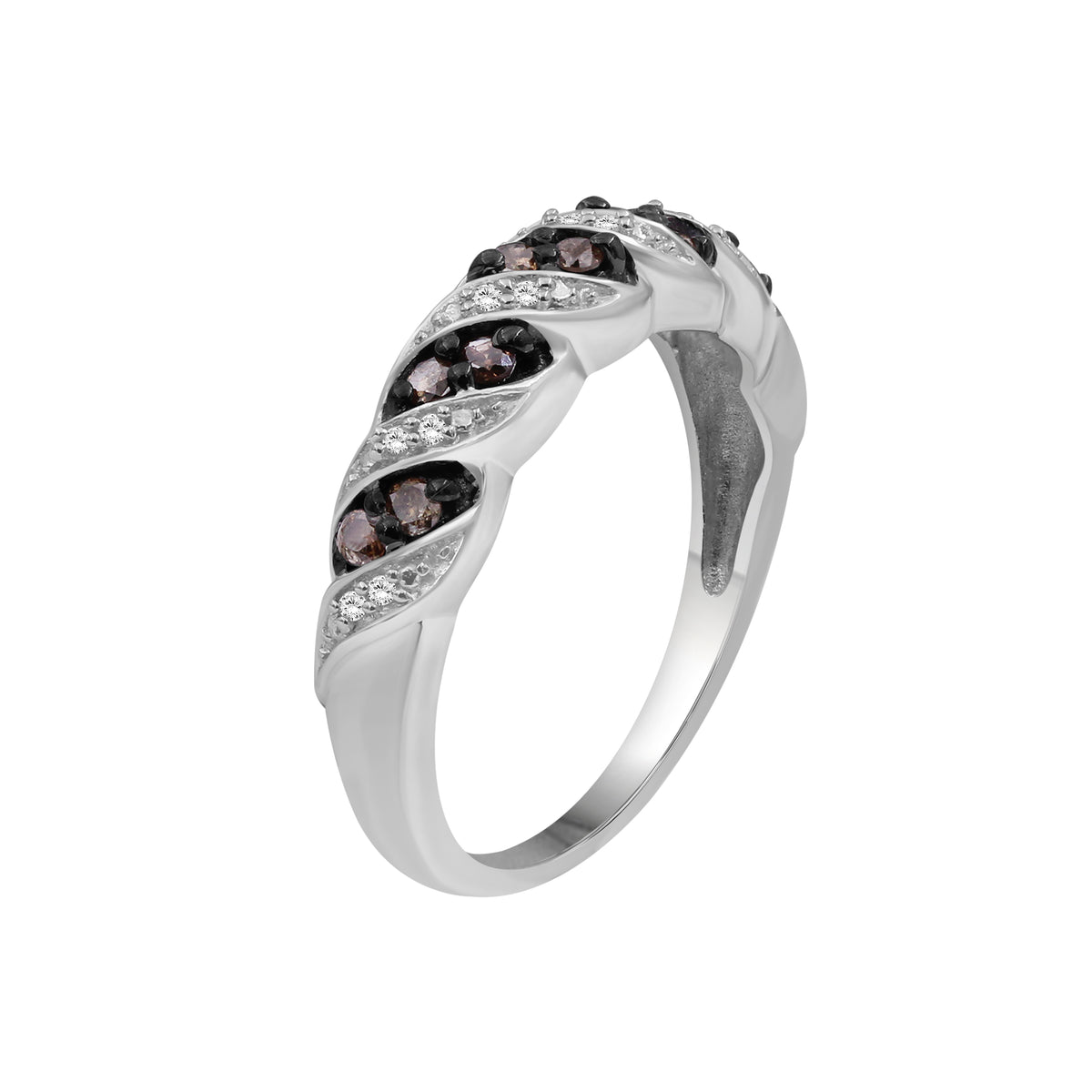 1/4 ctw Champagne and White Diamond Ring in Sterling Silver