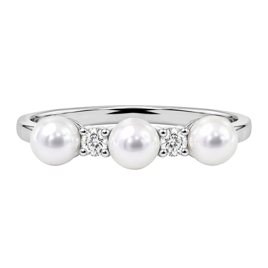 Pearl & 1/10 ct. T.W. White Lab-Grown Diamond Ring in Sterling Silver