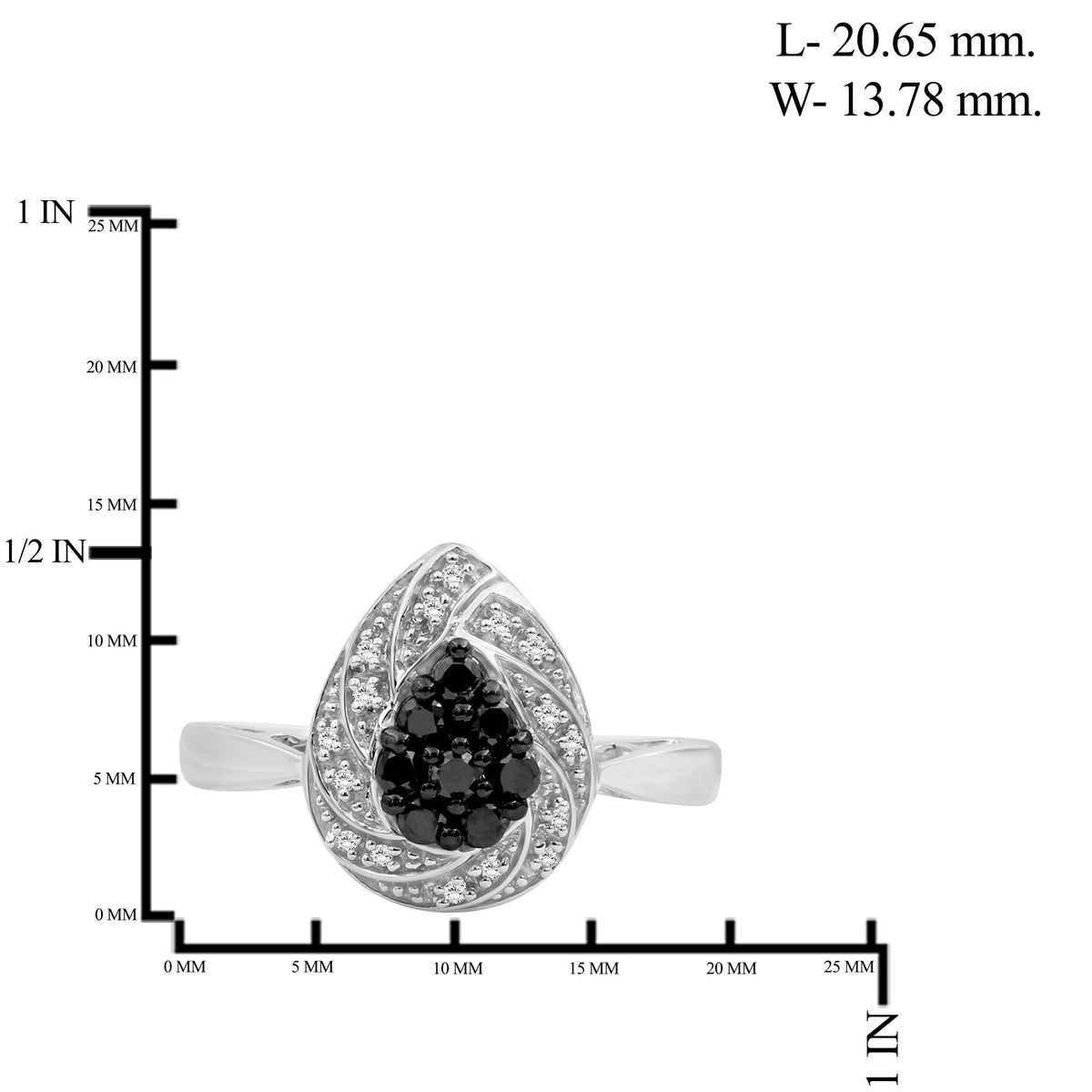 1/4 ctw Black and White Diamond Ring in Sterling Silver