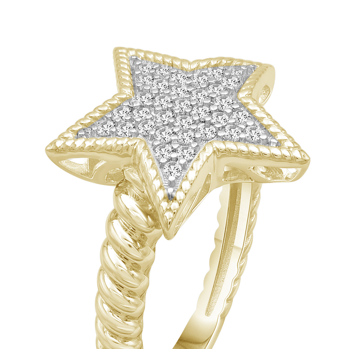 1/3 ctw White Diamond Ring in 14K Gold over Silver