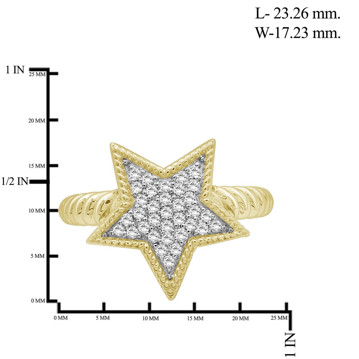 1/3 ctw White Diamond Ring in 14K Gold over Silver