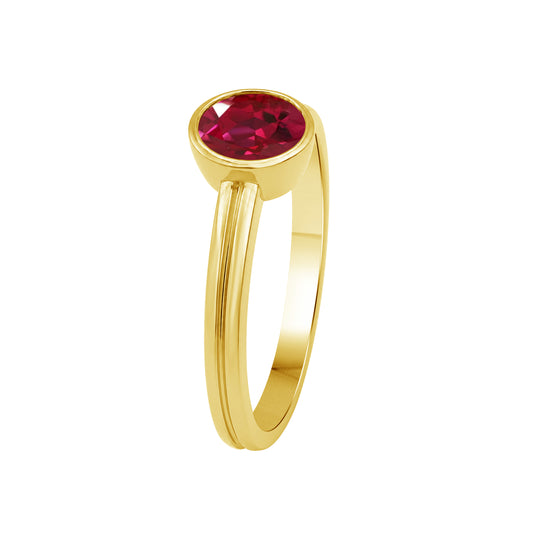 6mm Birthstone Ring in 14K Gold over Silver