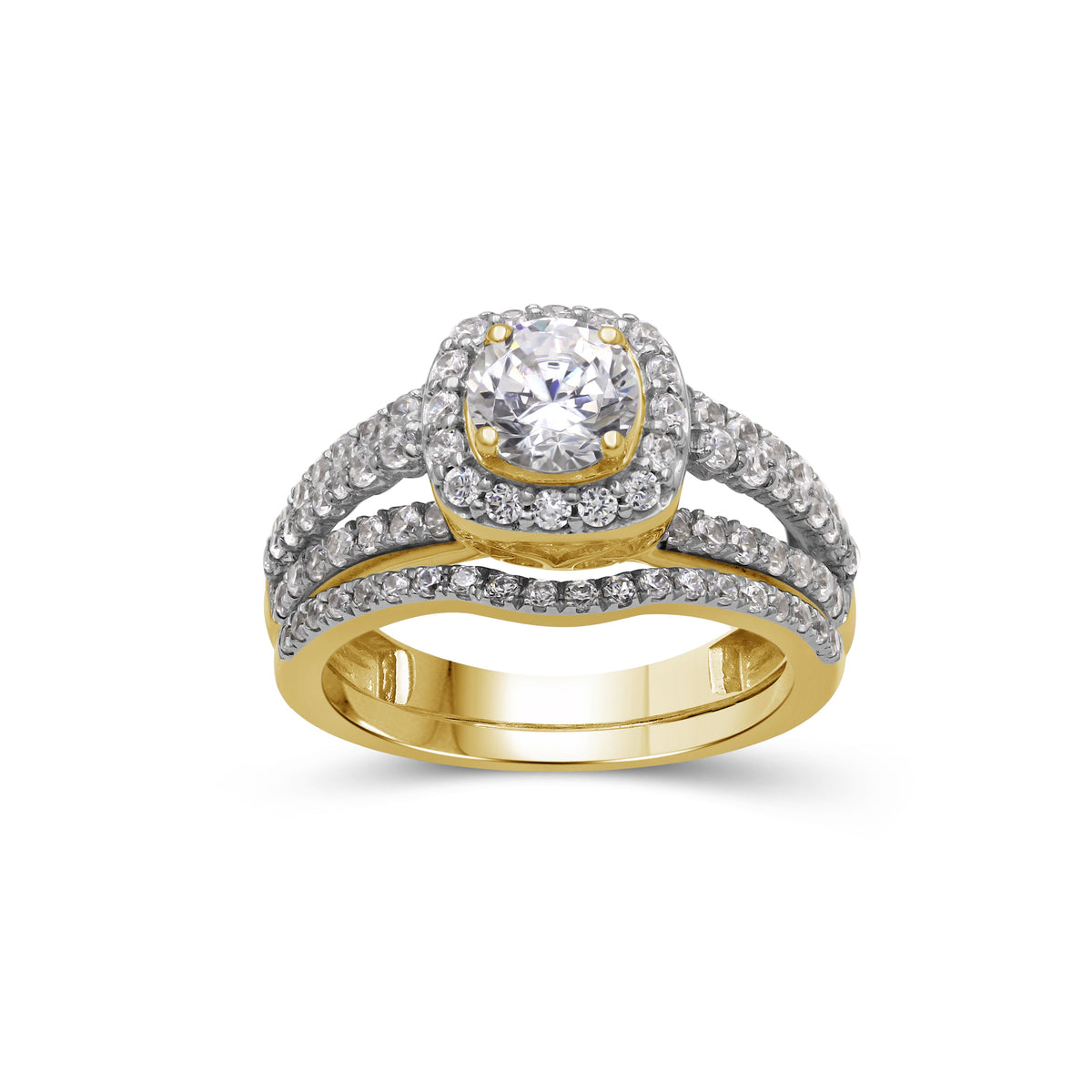 2.15 ct. T.W. Lab-Grown Diamond Halo Engagement Ring in 14K White Gold or 14K Yellow Gold