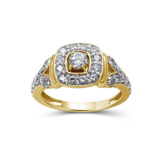 1 ct. T.W. Lab-Grown Diamond Halo Engagement Ring in 14K White Gold or 14K Yellow Gold