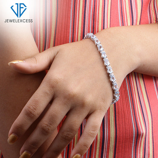 Sky Blue Topaz Single-Row Bracelet in Sterling Silver