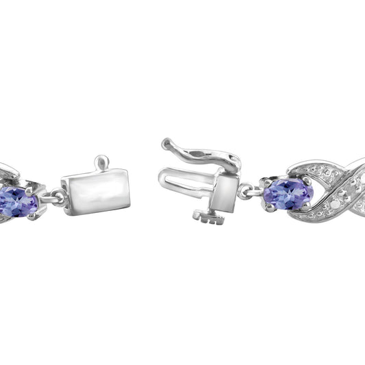 3 1/10 ct. T.G.W. Tanzanite Bracelet with Diamond Accent in Sterling Silver
