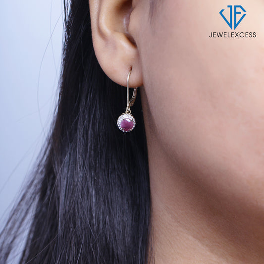 1.35 ct. T.G.W. Ruby Drop Earrings in 14K Gold over Silver