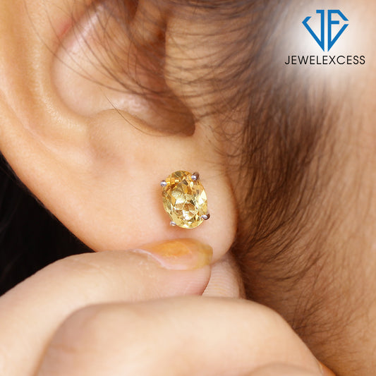 2.20 ct. T.G.W. Citrine Oval Stud Earrings in Sterling Silver