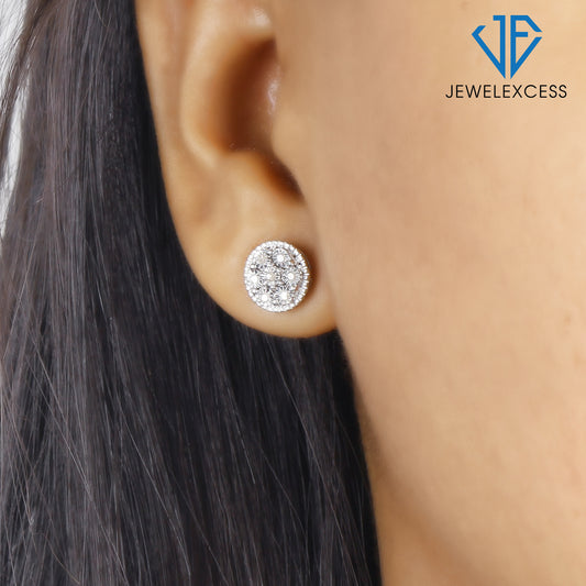 1/10 ct. T.W. White Diamond Cluster Stud Earrings in Sterling Silver or 14K Gold over Silver