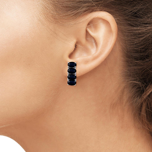 5.36 ct. T.G.W. Sapphire Earrings in Sterling Silver
