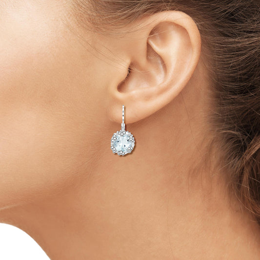 1 ct. T.G.W. Aquamarine Crown Earrings in Sterling Silver