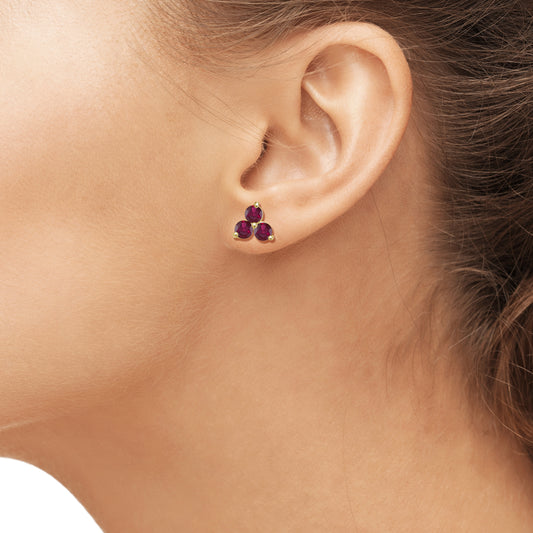 2 ct. T.G.W. Ruby Stud Earrings in 14K Gold over Silver