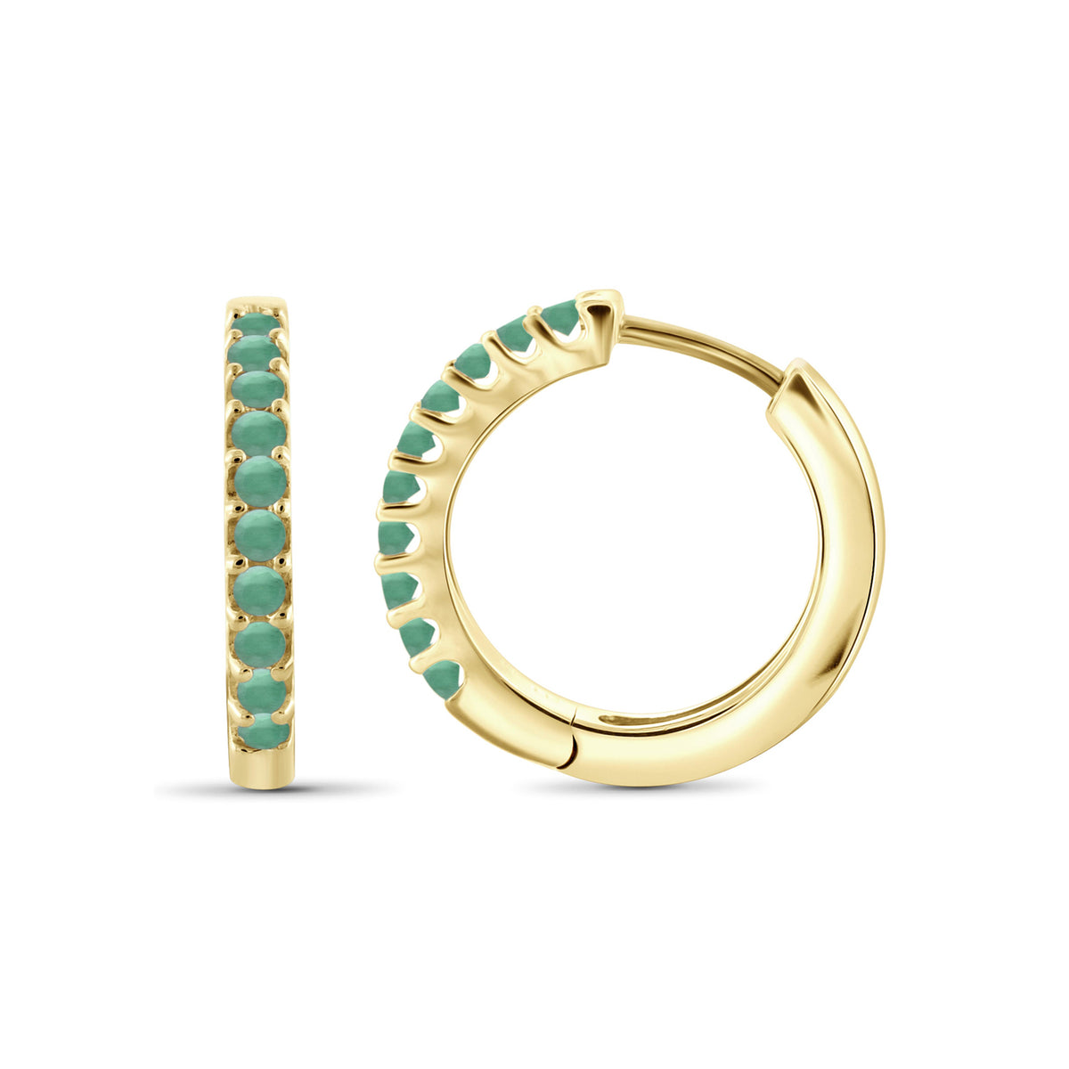 1 1/5 ct. T.G.W. Emerald Hoop Earrings in 14K Gold over Silver