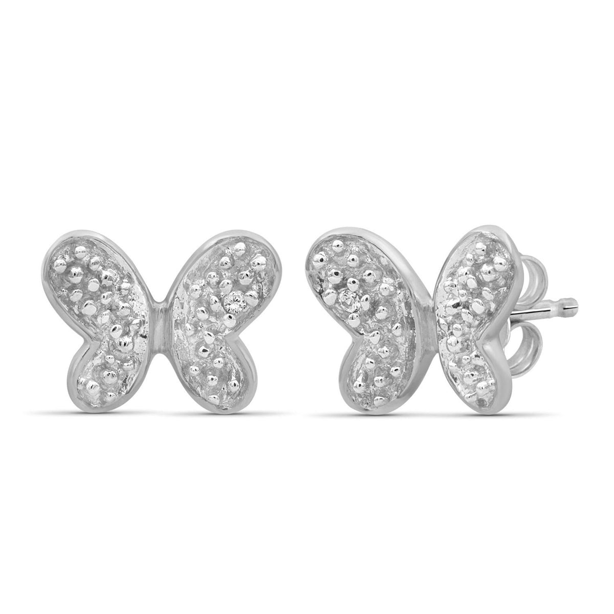 Diamond Accent Butterfly Earrings in Sterling Silver