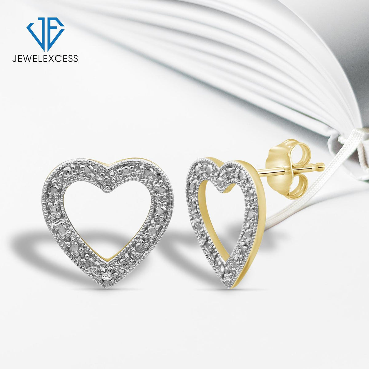 Diamond Accent Heart Earrings in 14K Gold over Silver