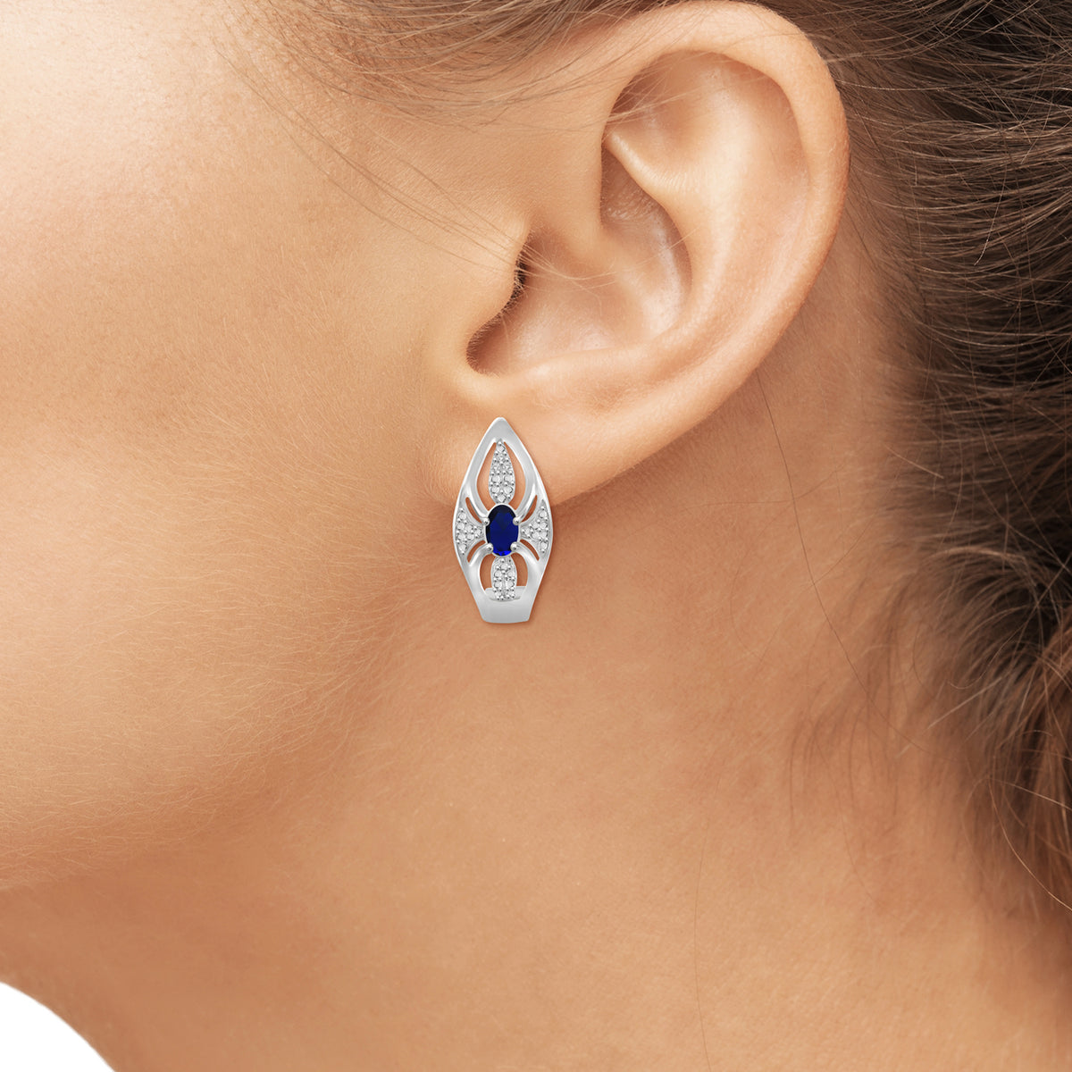 2 ct. T.G.W. Sapphire & 1/20 ct. T.W. White Diamond 3-Piece Jewelry Set in Sterling Silver