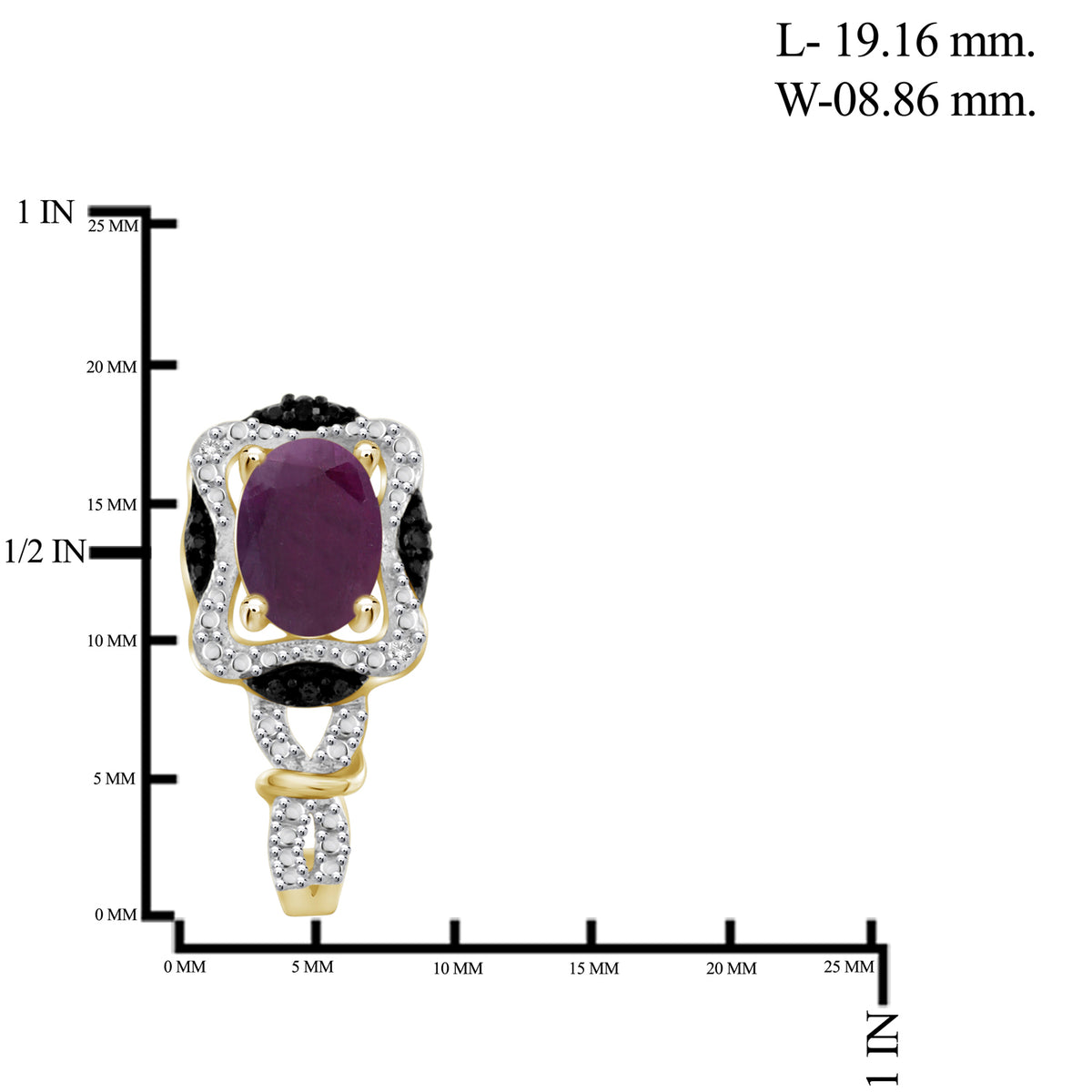 6 3/4 ct. T.G.W. Ruby & 1/20 ct. T.W. Black & White Diamond 3-Piece Jewelry Set in 14K Gold over Silver