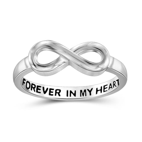 Sterling Silver Infinity Friendship Ring for Women | Personalized Forever in My Heart, Friendship, Promise Eternity Knot Symbol Band