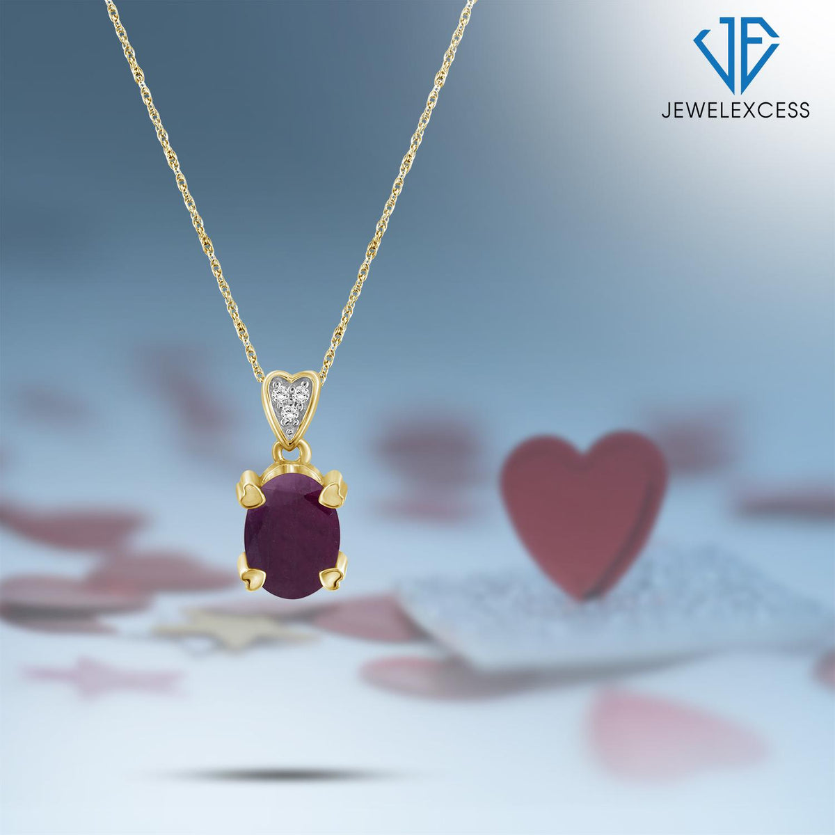 1.90 ct. T.G.W. Ruby Pendant with Diamond Accent in 14K Gold over Silver