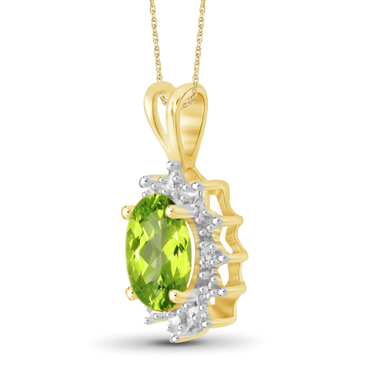 0.48 ct. T.G.W. Peridot Pendant with Diamond Accents in 14K Gold over Silver