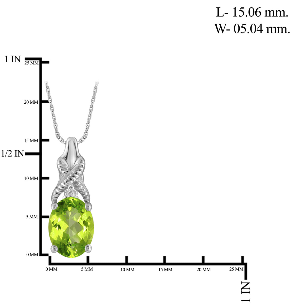 3/4 ct. T.G.W. Peridot Pendant with Diamond Accent in Sterling Silver