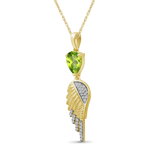 0.90 ct. T.G.W. Peridot & 1/10 ct. T.W. White Diamond Pendant in 14K Gold over Silver